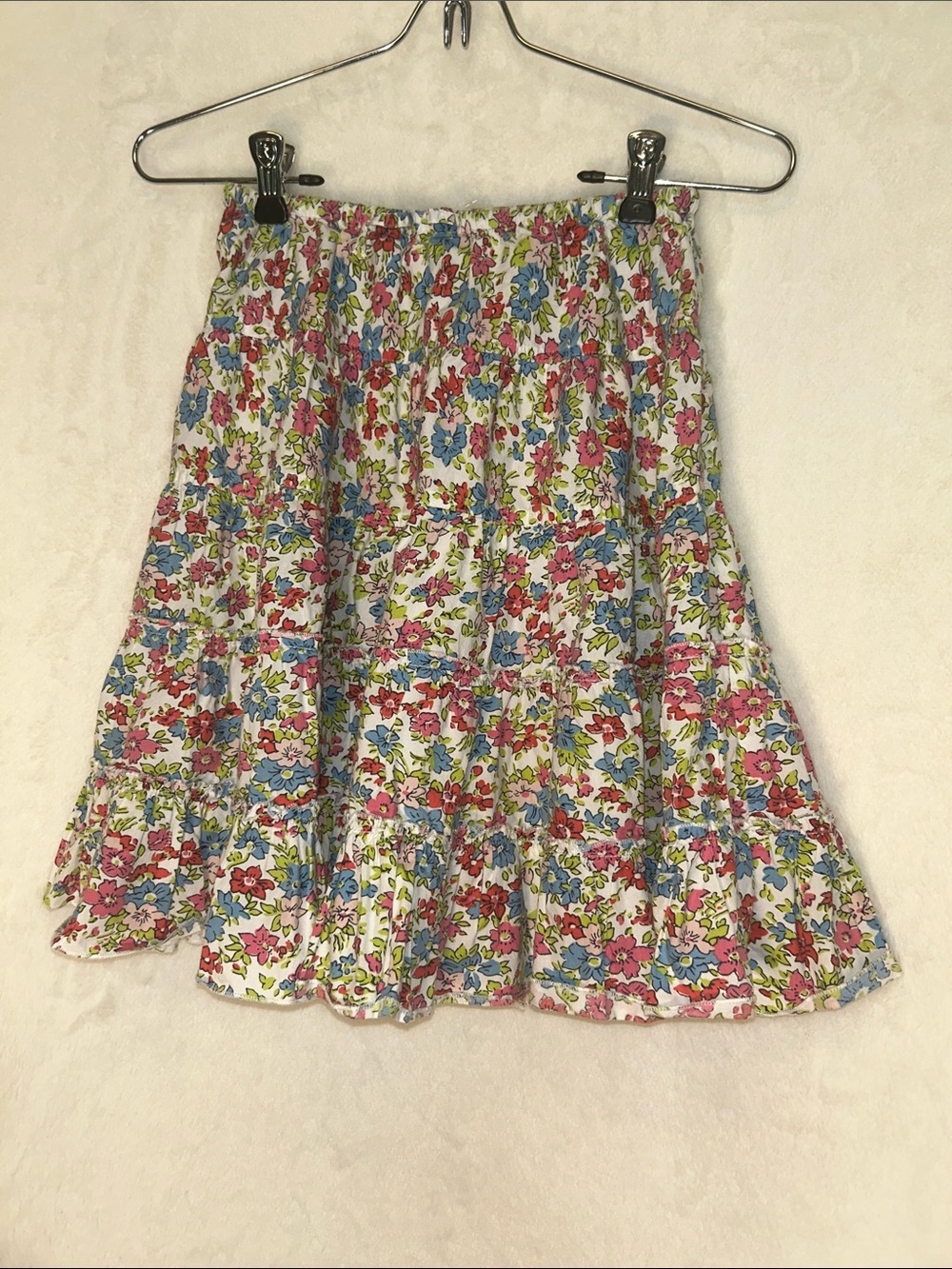 Mini Boden Floral Tiered Skirt - Pink & Blue Floral